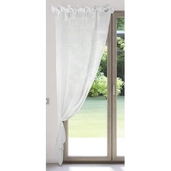 Tendone bianco con fiocco ricamato, 140x300 cm