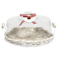 Tortiera in vimini bianco con fiocco rosso, Ø35 cm