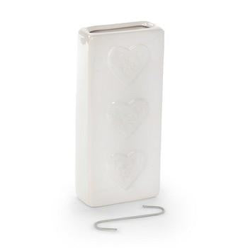 Umidificatore in ceramica bianca con cuori (kit da 10)