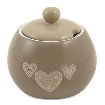 Zuccheriera in ceramica tortora a cuore (kit da 10)