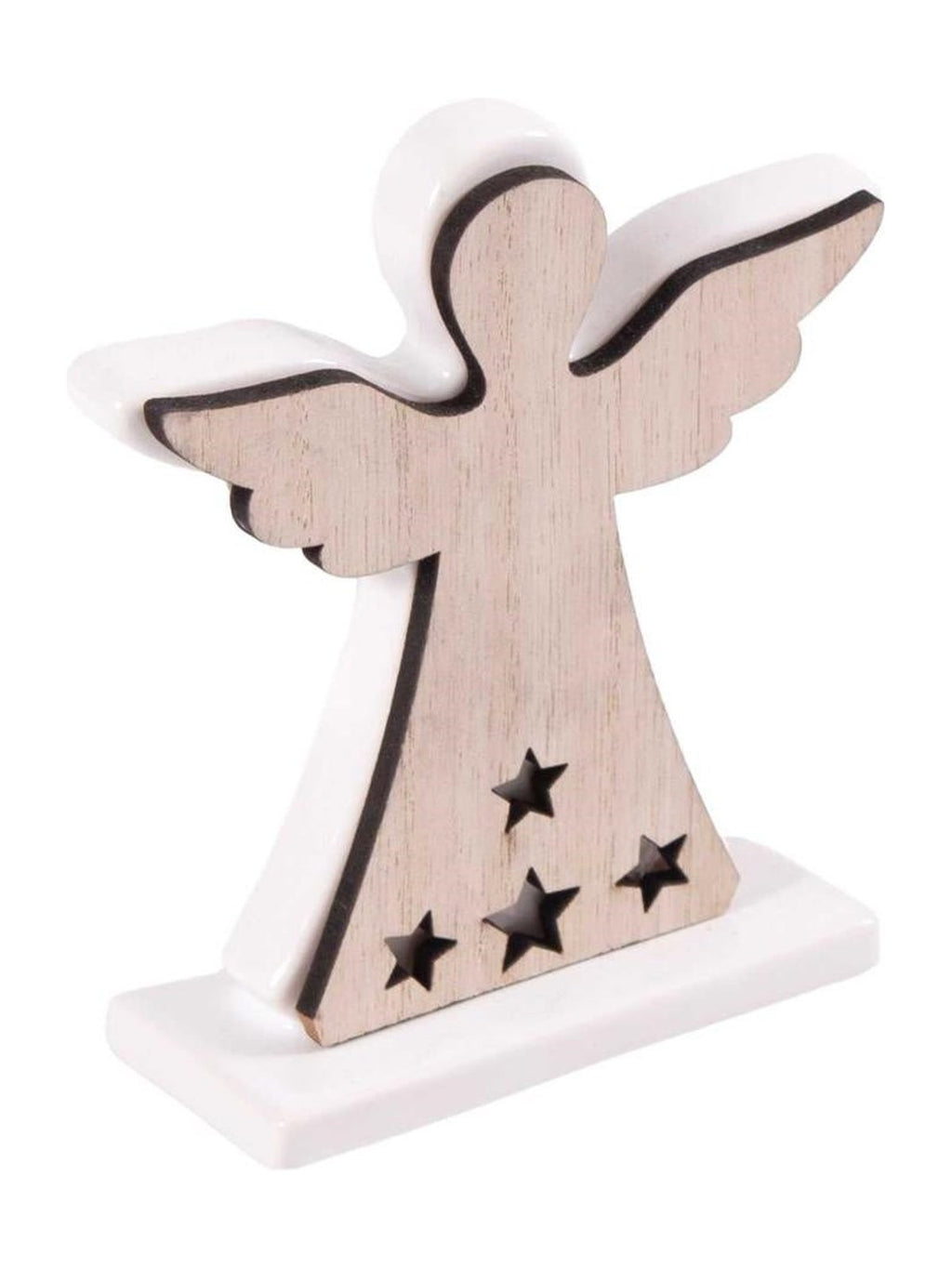 Angelo in ceramica e mdf, 10H12,5 cm (kit da 5)