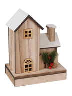 Casetta decorativa in abete con luce a Led, 17X10H25 cm (kit da 3)
