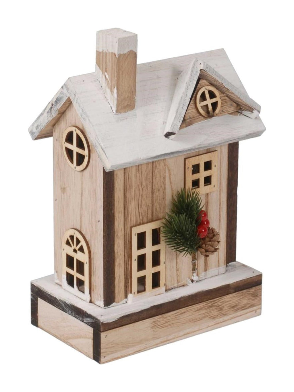 Casetta decorativa in abete con luce a Led, 27X15H33 cm