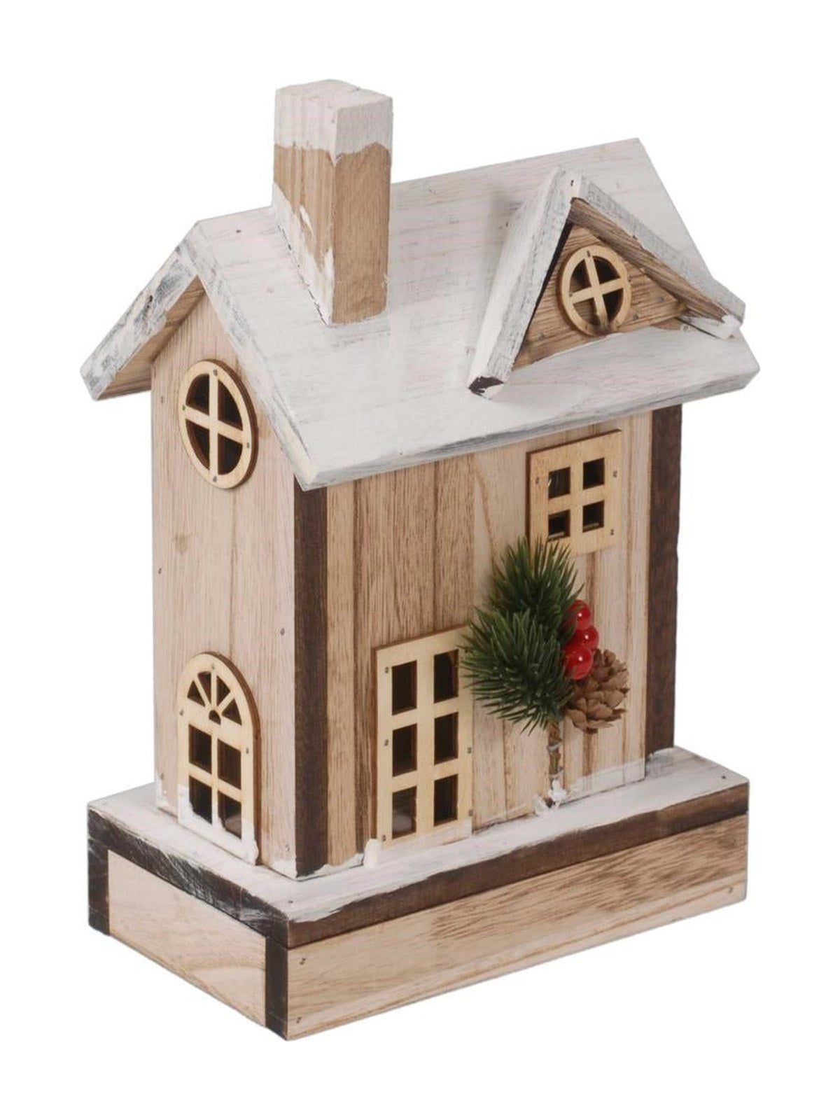 Casetta decorativa in abete con luce a Led, 27X15H33 cm
