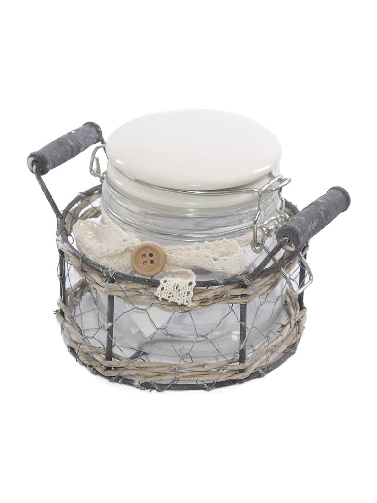 Cesto a rete con barattolo, Ø15H10 cm (kit da 3)