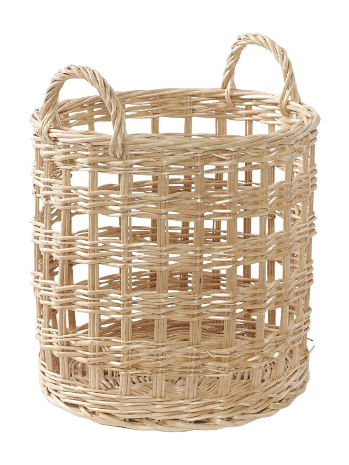 Cesto in vimini bianco traforato, Ø30H30 cm
