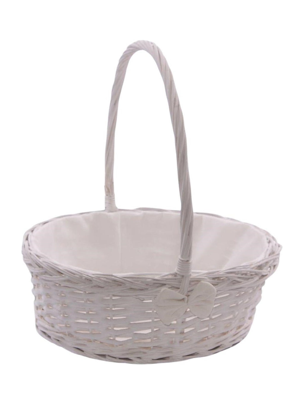 Cesto nascita in vimini bianco foderato con manico, Ø35H40 cm