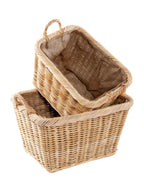 Cesto portalegna in giunco grigio in set di 2, 65X48H38 cm