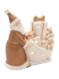 Decorazione Babbo Natale in ceramica con led, 13X6H12 cm (kit da 5)