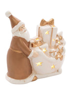 Decorazione Babbo Natale in ceramica con led, 13X6H12 cm (kit da 5)