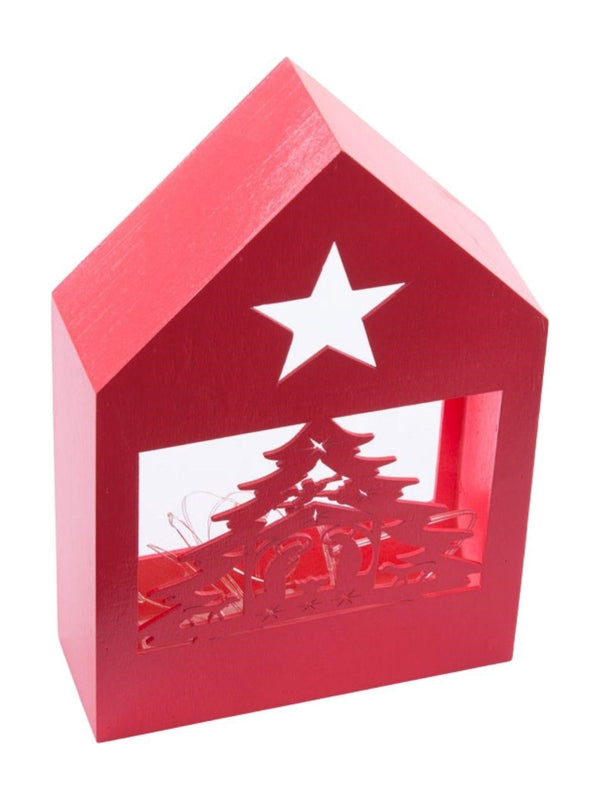 Decorazione presepe in legno rosso, 18X6H27 cm (kit da 5)