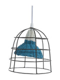 Lampadario in metallo e vimini blu, Ø18 cm (kit da 3)