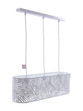 Lampadario ovale in metallo bianco a 3 luci, 75x20H23 cm