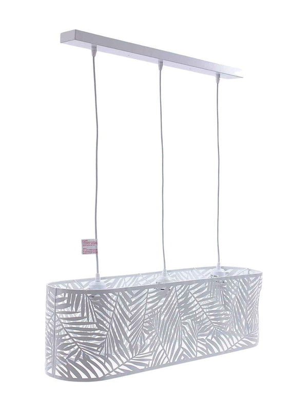 Lampadario ovale in metallo bianco a 3 luci, 75x20H23 cm