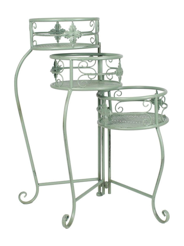 Piantana in ferro verde anticato, 52X52H62 cm