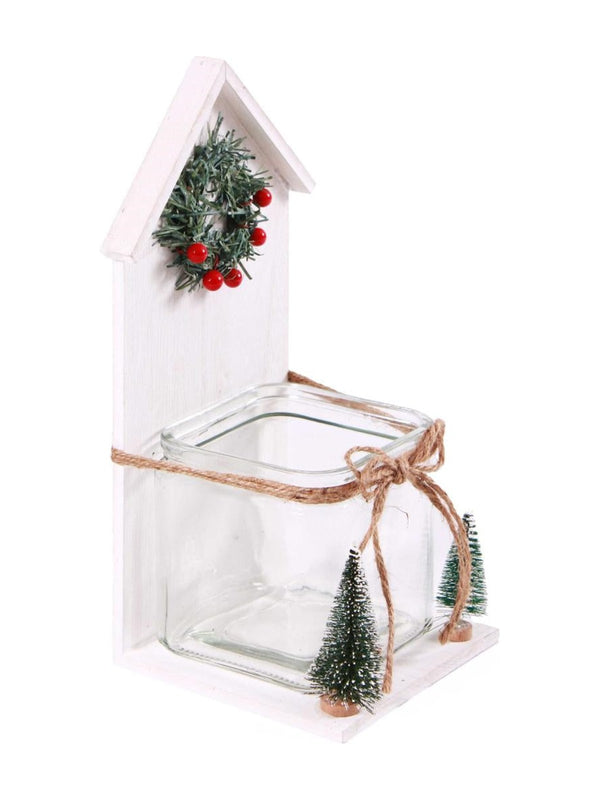 Portacandela in legno di balsa bianco, 15X17H32 cm (kit da 3)