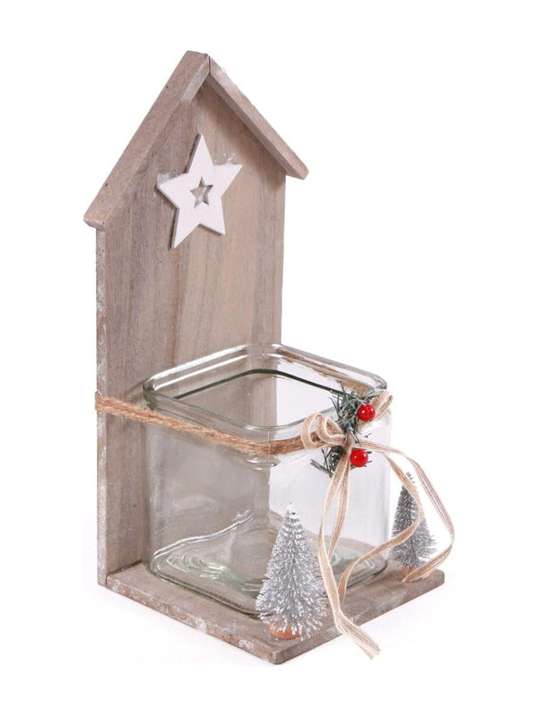 Portacandela in legno di balsa grigio, 15X17H32 cm (kit da 3)