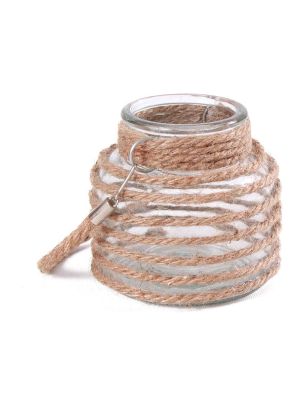Portacandela in vetro e juta, Ø9H12 cm (kit da 10)