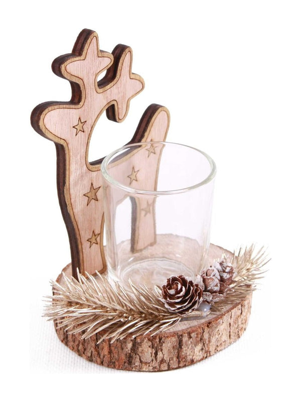 Portacandela natalizio in mdf, Ø10H15 cm (kit da 5)