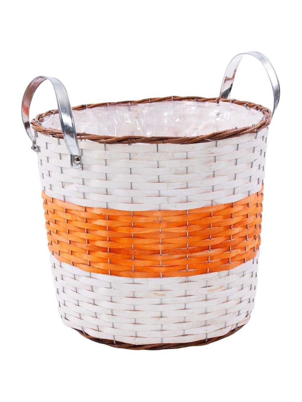 Portavaso in vimini arancio con manici, Ø40H35 cm