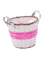 Portavaso in vimini fucsia con manici, Ø25H21 cm (kit da 3)
