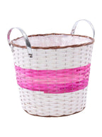 Portavaso in vimini fucsia con manici, Ø40H35 cm
