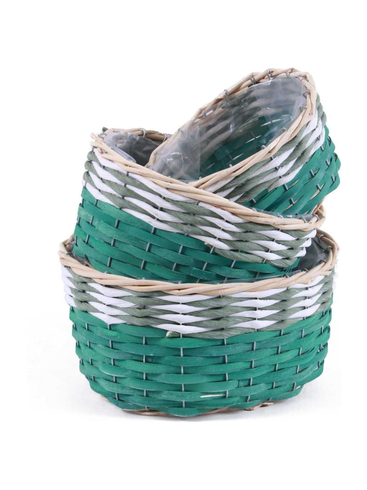Portavaso ovale in vimini e carta in set di 3, 32X26H16 cm (kit da 3)