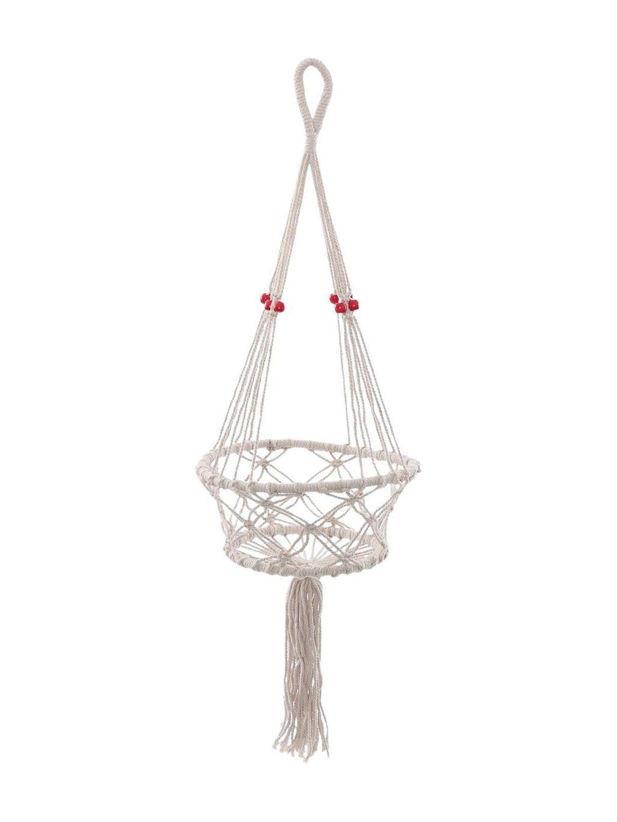Portavaso pensile beige in cotone, Ø23H80 cm (kit da 3)