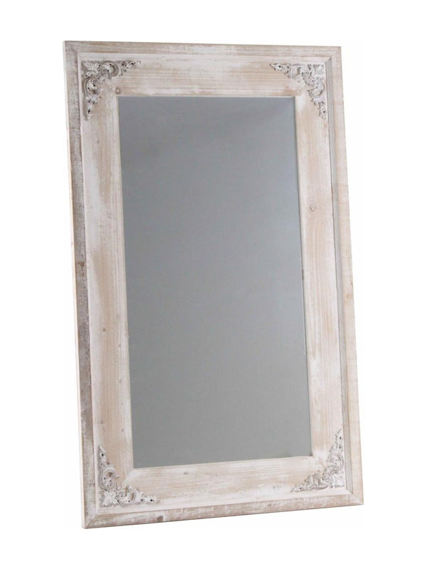 Specchio in abete sbiancato, 75H120 cm