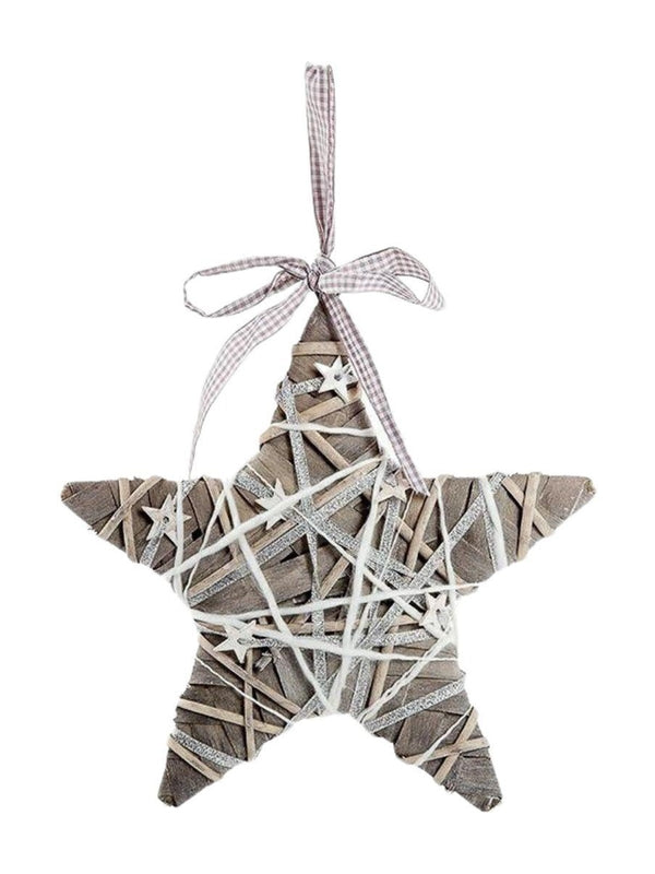 Stella decorativa in pioppo grigio in set da 2 (kit da 5)