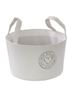Vaschetta con manici in tessuto bianco, Ø25H15 cm (kit da 5)