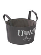 Vaschetta con manici in tessuto grigio, Ø25H15 cm (kit da 5)