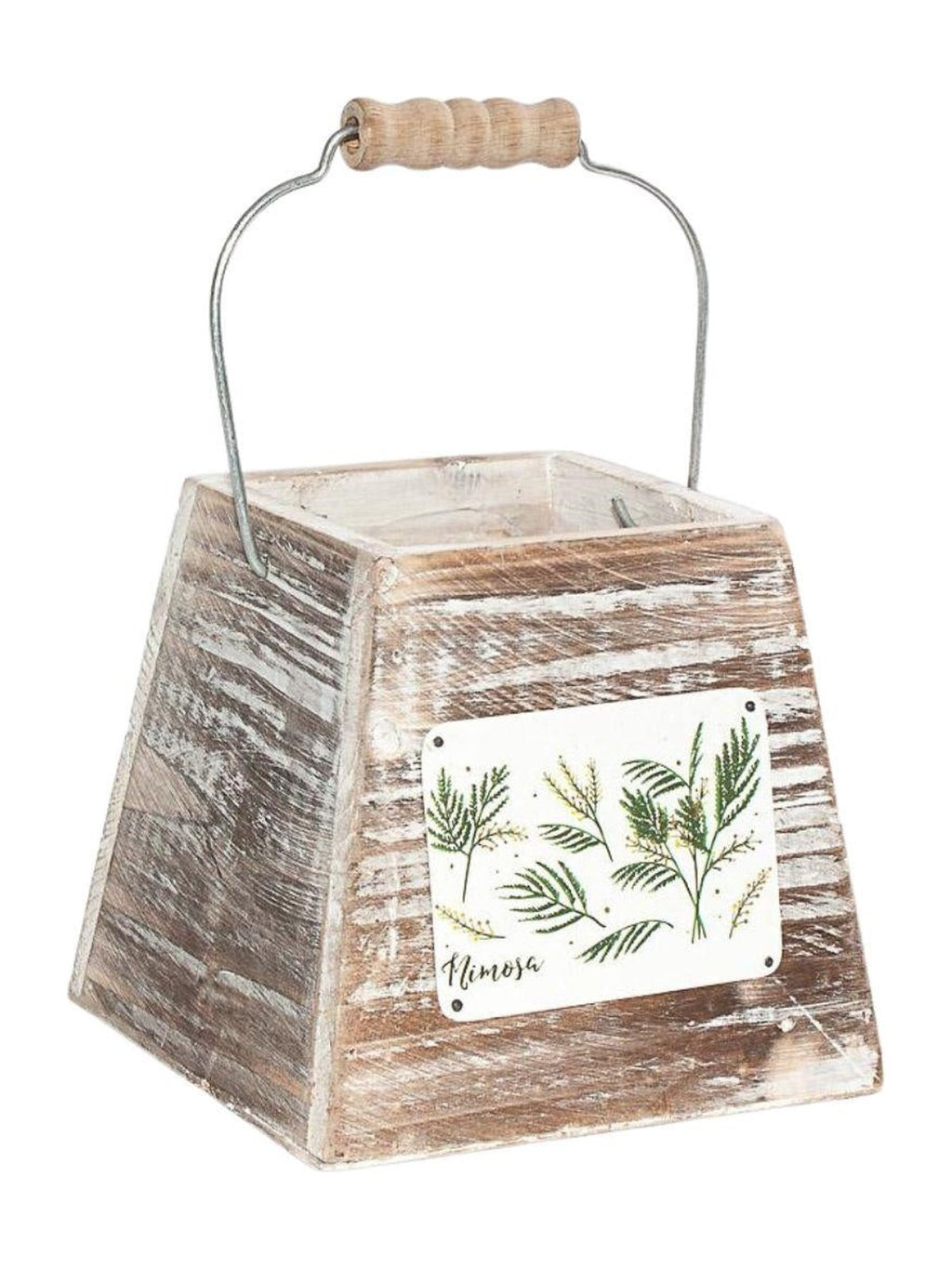 Vaschetta in legno di abete con manico "Mimosa", 13X13H12 cm (kit da 5)