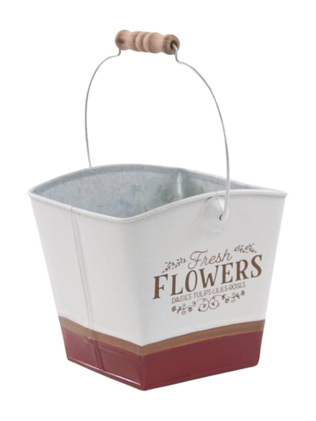 Vaschetta quadrata in latta "Flowers", 15X15H26 cm (kit da 5)