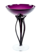 Vaso a coppa in vetro viola H40