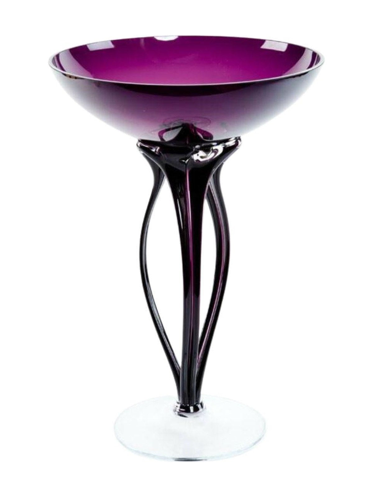 Vaso a coppa in vetro viola H40