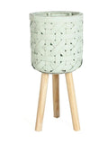 Vaso bianco con piedini in legno, Ø21H48 cm