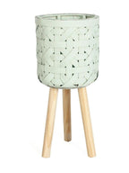 Vaso bianco con piedini in legno, Ø21H48 cm