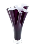 Vaso in vetro bianco e viola H35