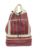 Zaino in tela scozzese rossa con doppio scomparto e coulisse, 40x26x50 cm (kit da 5)